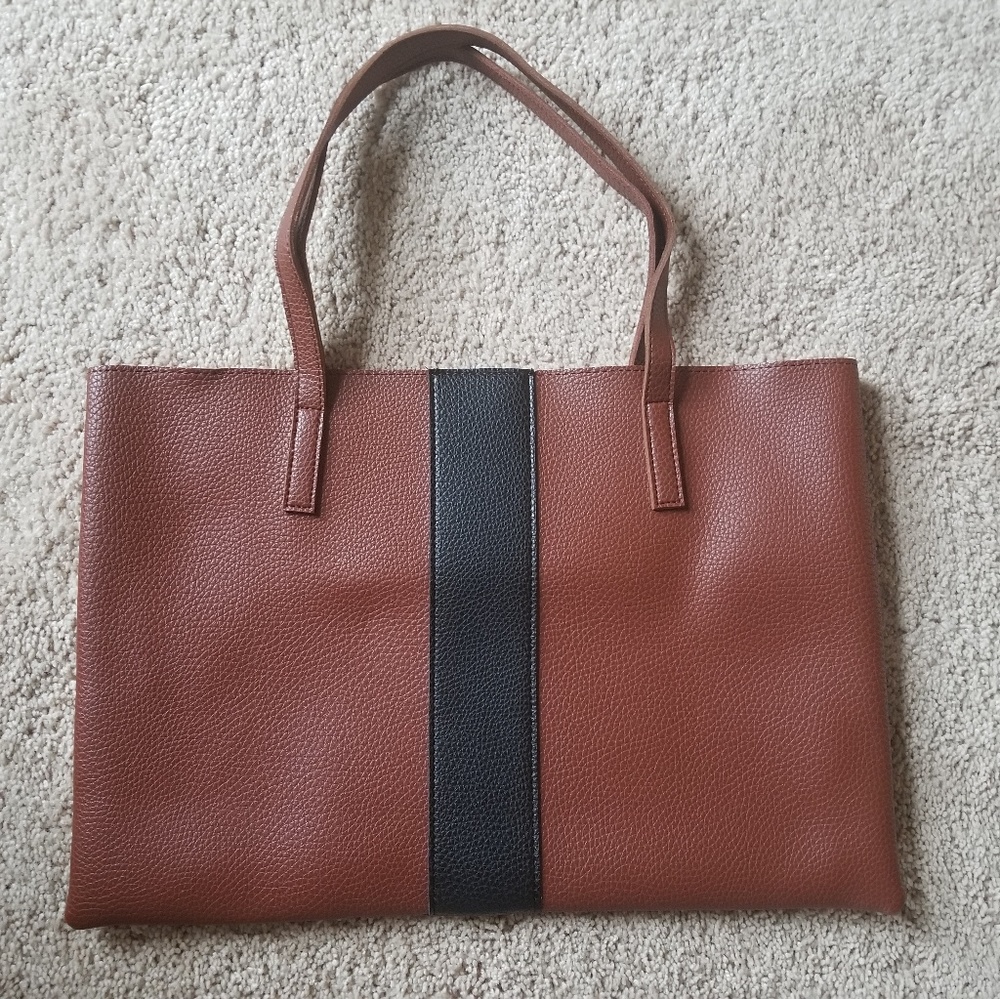 Brown/black Vince Camuto vegan leather bag